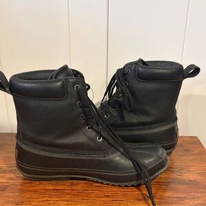 Men’s London Fog Black Lace-Up Boots Water Resistant